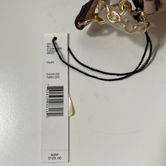 NWT Antonio Melanin turn lock crossbody bag taup color - Picture 7 of 11